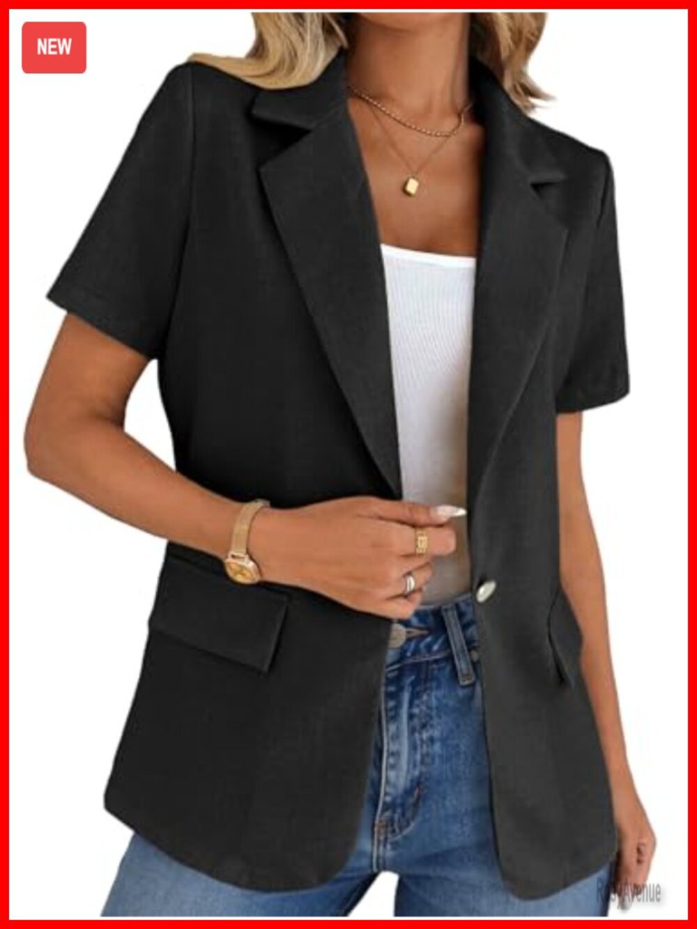 Short Sleeve Cropped Blazer Jacket Notch Lapel Business Casual